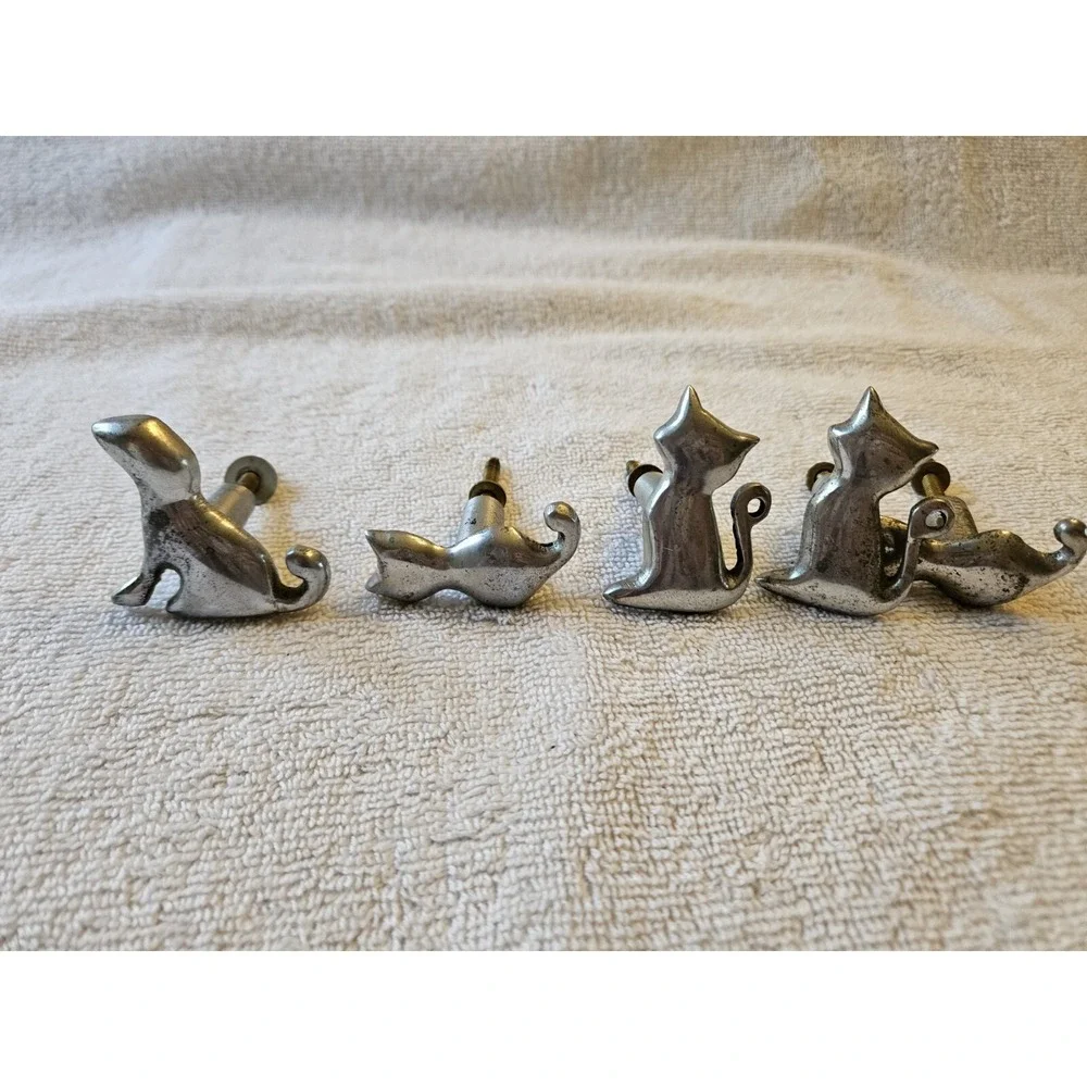 Set Of 6 Cat And Dog Drawer Pulls Metal